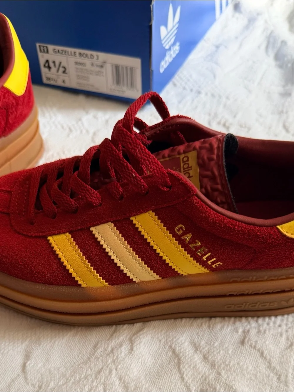 Adidas Red and Yellow Suede Sneakers